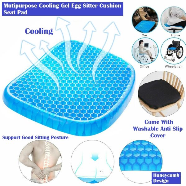 Non Slip Egg Sitter Gel Seat Cushion Soft Sitting Support Pad Cushion For Car And Office Chair Seat.